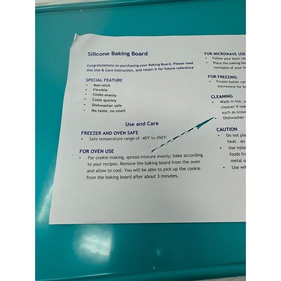 Brand New Set of 2 Aqua Blue Silicone Baking Boards Non-stick Flexible - Picture 6 of 8